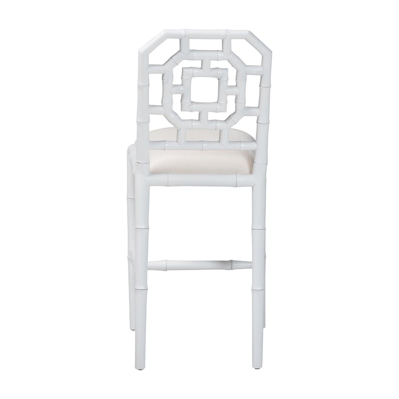 bali & pari Boone Counter Stool with Chinoiserie Design White