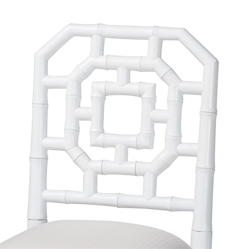 bali & pari Boone Counter Stool with Chinoiserie Design White