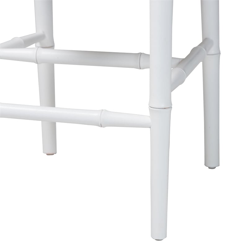 bali & pari Boone Counter Stool with Chinoiserie Design White