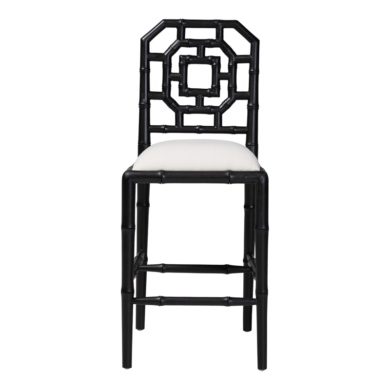 bali & pari Boone Counter Stool with Chinoiserie Design Black