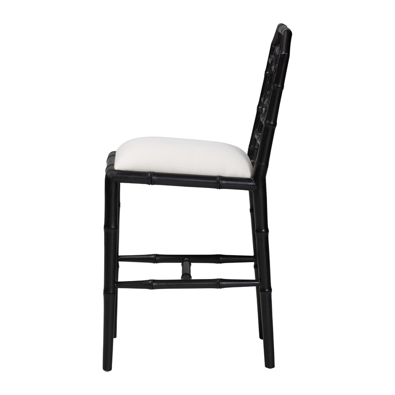 bali & pari Boone Counter Stool with Chinoiserie Design Black