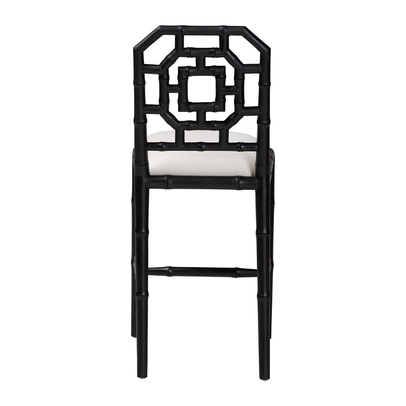 bali & pari Boone Counter Stool with Chinoiserie Design Black