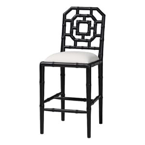 bali & pari Boone Counter Stool with Chinoiserie Design Black