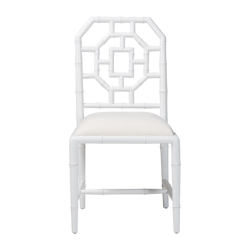 bali & pari Boone Dining Chair with Chinoiserie Design White