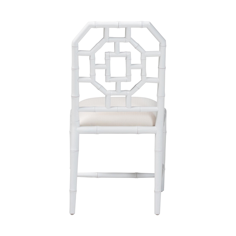 bali & pari Boone Dining Chair with Chinoiserie Design White