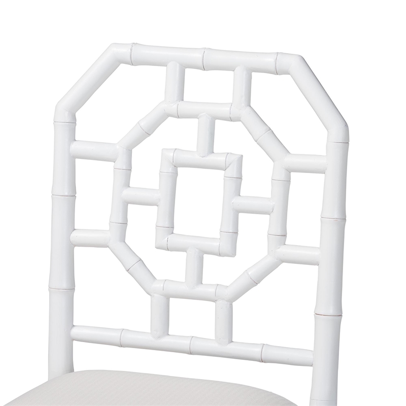 bali & pari Boone Dining Chair with Chinoiserie Design White