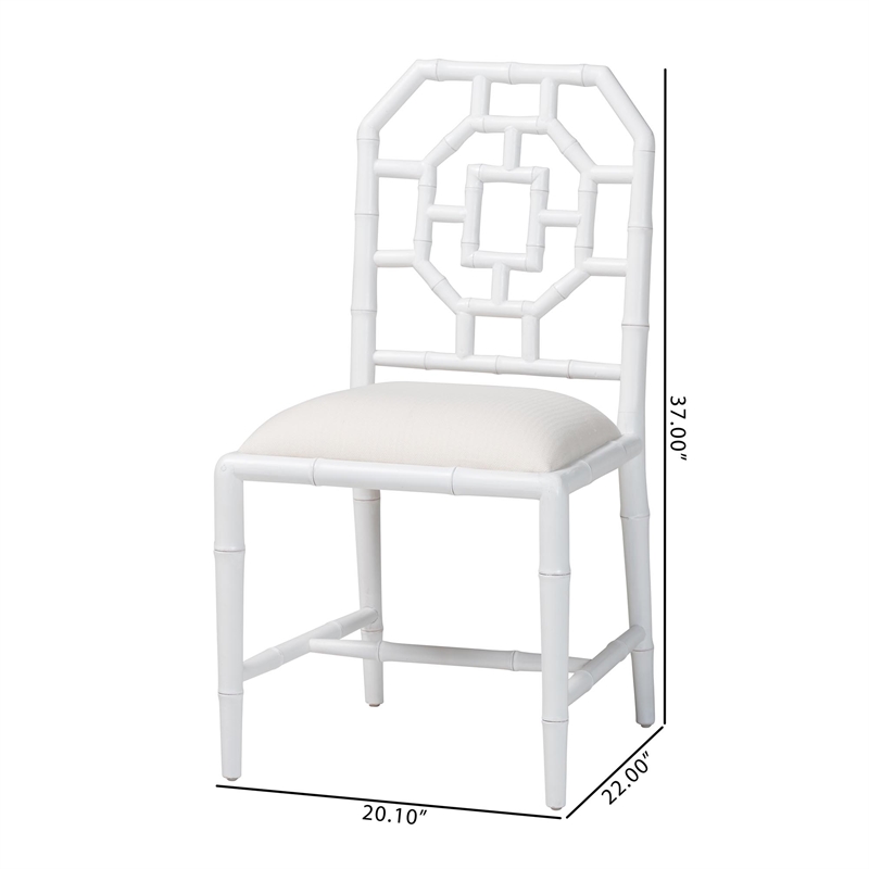 bali & pari Boone Dining Chair with Chinoiserie Design White