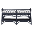bali & pari Leryn Natural Rattan Bench with Shelf Navy Blue