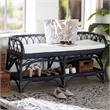 bali & pari Leryn Natural Rattan Bench with Shelf Navy Blue
