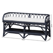 bali & pari Leryn Natural Rattan Bench with Shelf Navy Blue