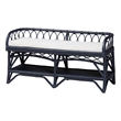 bali & pari Leryn Natural Rattan Bench with Shelf Navy Blue