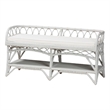bali & pari Leryn Natural Rattan Bench with Shelf White