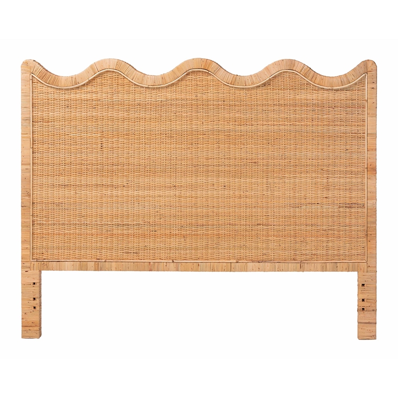 bali & pari Cassio Scalloped Natural Rattan Headboard Queen