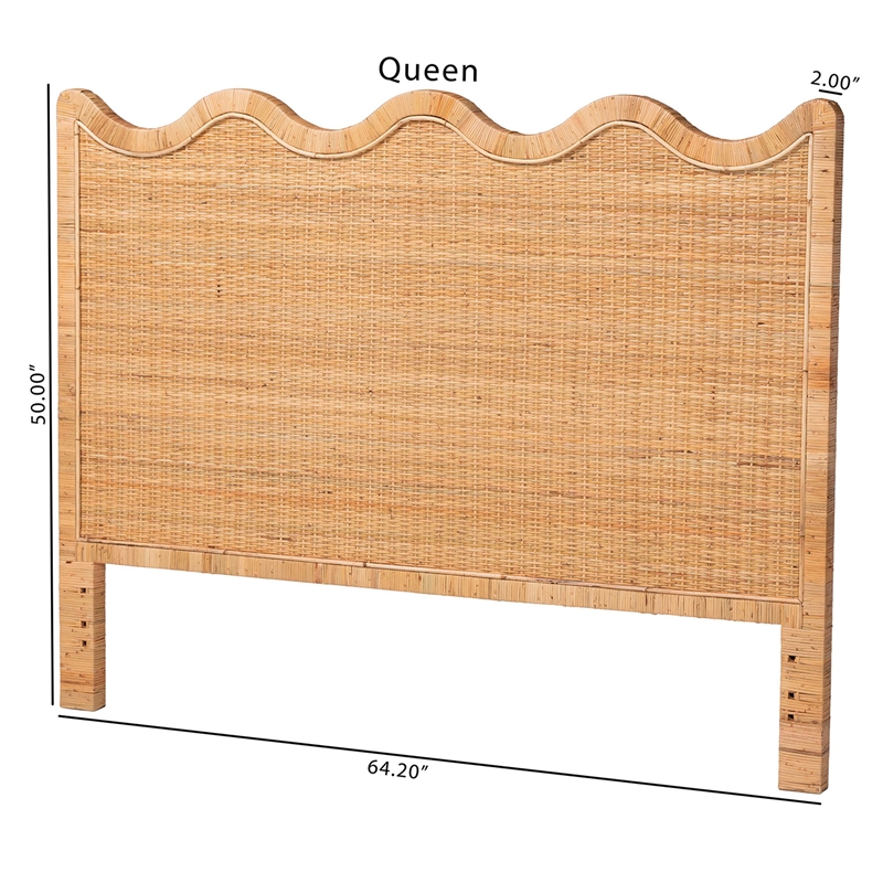 bali & pari Cassio Scalloped Natural Rattan Headboard Queen