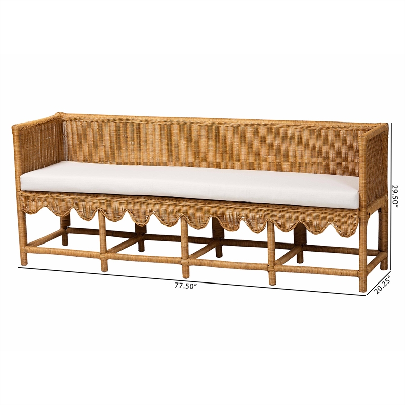 bali & pari Serenay Natural Rattan Dining Bench 77