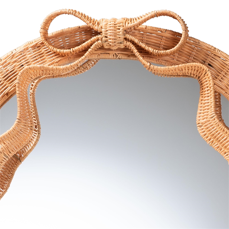 bali & pari Creusa Natural Rattan Accent Mirror with Bow Detail Arch