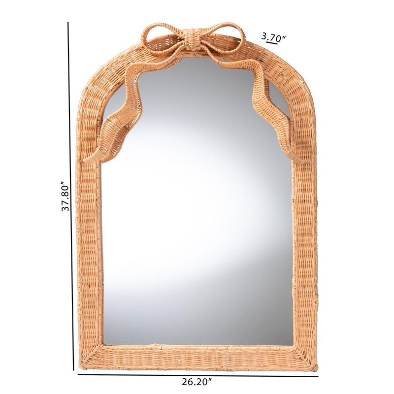 bali & pari Creusa Natural Rattan Accent Mirror with Bow Detail Arch