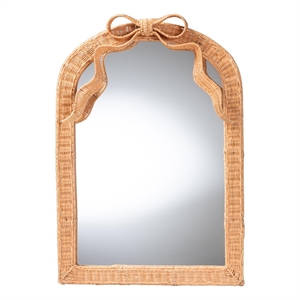 bali & pari Creusa Natural Rattan Accent Mirror with Bow Detail Arch