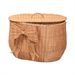 bali & pari Creusa Natural Rattan Laundry Basket with Bow Detail Wide