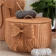 bali & pari Creusa Natural Rattan Laundry Basket with Bow Detail Wide