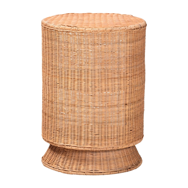 bali & pari Dorielle Natural Rattan End Table with Two Shelves
