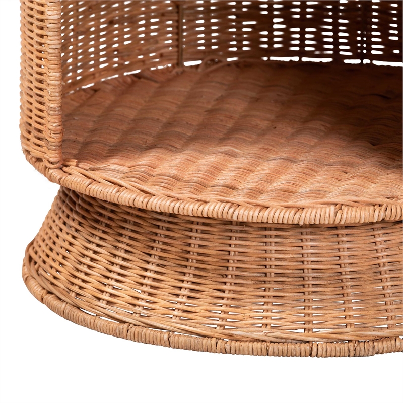 bali & pari Dorielle Natural Rattan End Table with Two Shelves