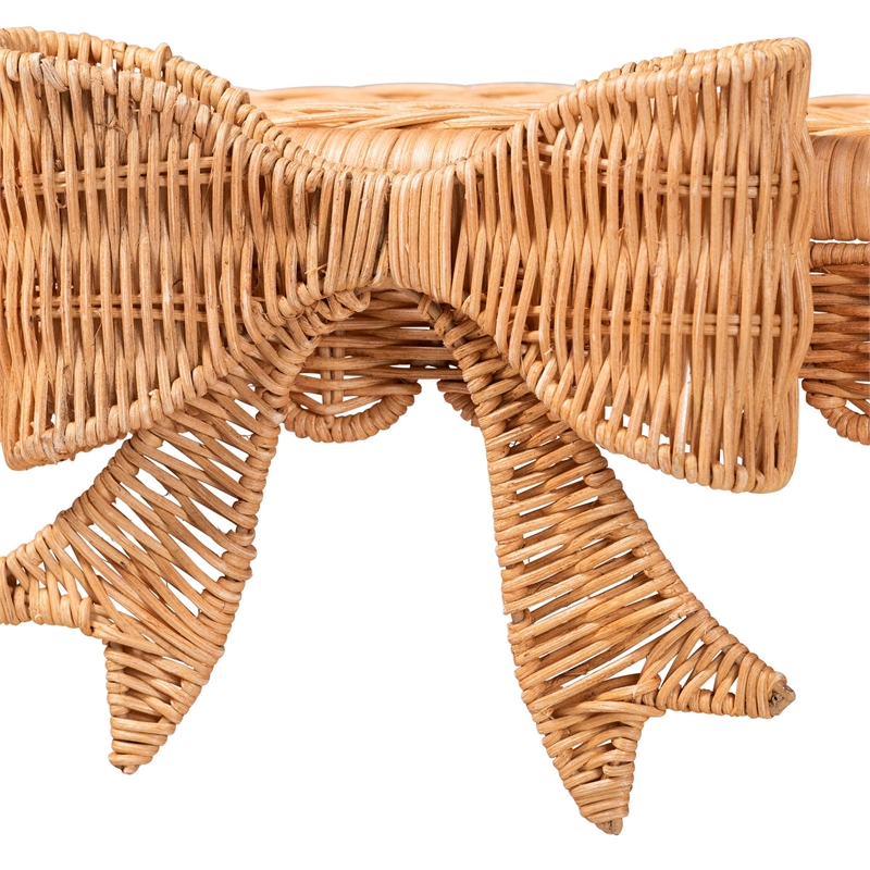 bali & pari Creusa Natural Rattan 2-Tier Wall Shelf with Bow Detail
