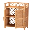 bali & pari Hendrina Natural Rattan and Mahogany Wood Shoe Cabinet 3-Tier