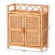 bali & pari Hendrina Natural Rattan and Mahogany Wood Shoe Cabinet 3-Tier