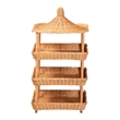 bali & pari Asante Natural Rattan 3-Tier Display Shelf with Pagoda Top