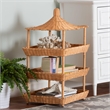 bali & pari Asante Natural Rattan 3-Tier Display Shelf with Pagoda Top
