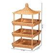 bali & pari Asante Natural Rattan 3-Tier Display Shelf with Pagoda Top