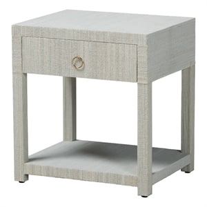 bali & pari Nata Grasscloth Nightstand with Drawer and Open Shelf Coastal Blue
