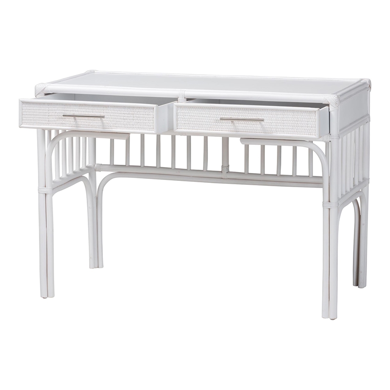 bali & pari Onella Natural Rattan Writing Desk with Two Drawers