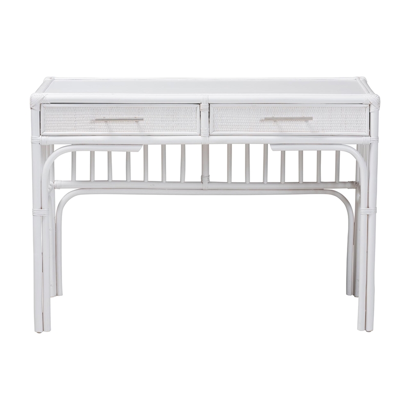 bali & pari Onella Natural Rattan Writing Desk with Two Drawers