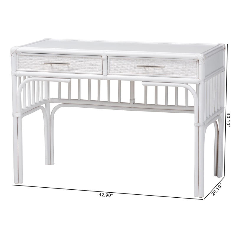 bali & pari Onella Natural Rattan Writing Desk with Two Drawers