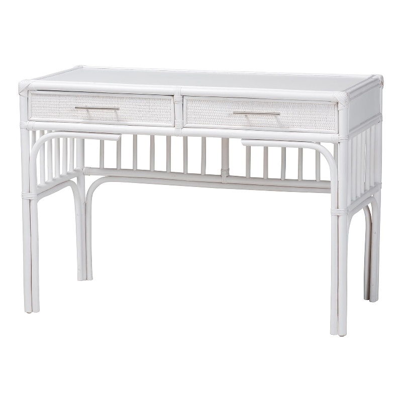 bali & pari Onella Natural Rattan Writing Desk with Two Drawers