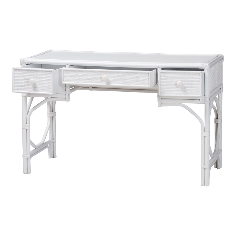 bali & pari Arben Natural Rattan Writing Desk with Three Drawers