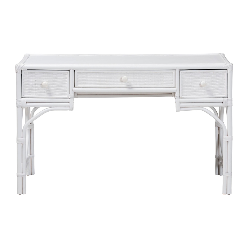 bali & pari Arben Natural Rattan Writing Desk with Three Drawers