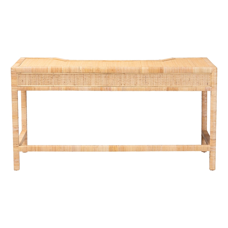 bali & pari Kalimantan Natural Rattan Desk with Three Drawers
