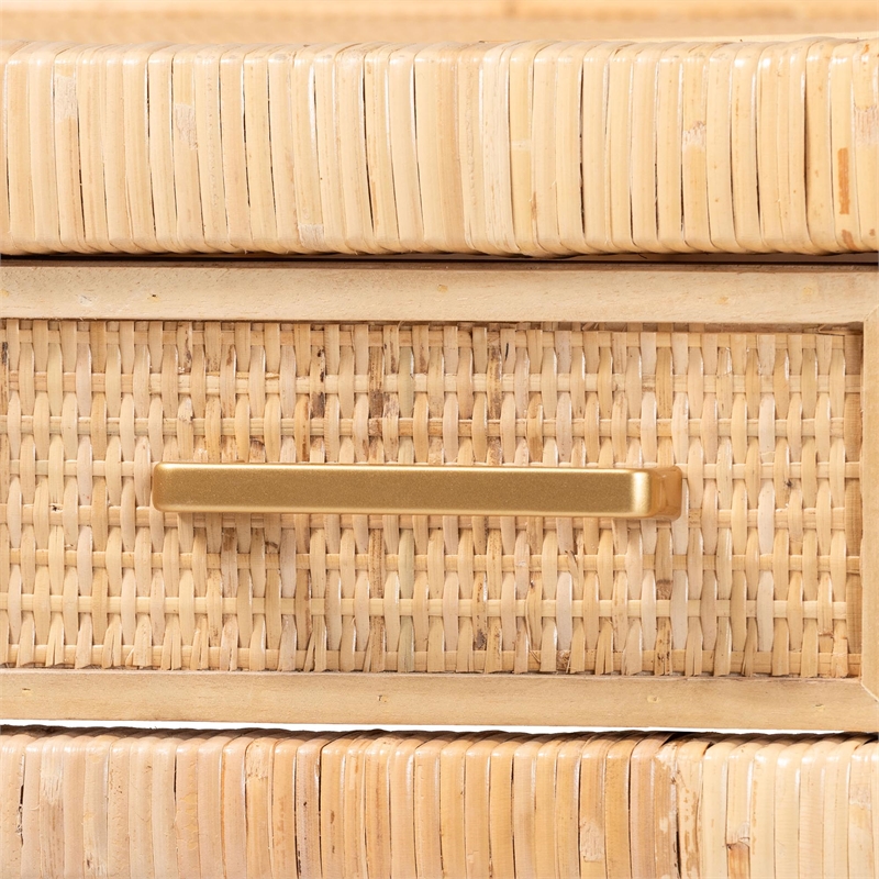 bali & pari Kalimantan Natural Rattan Desk with Three Drawers