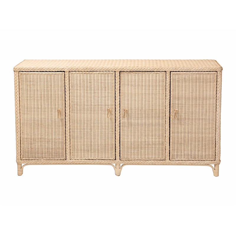 bali & pari Delilah Natural Rattan 4-Door Sideboard Buffet