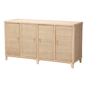 bali & pari Delilah Natural Rattan 4-Door Sideboard Buffet