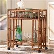 bali & pari Tahlia Marbled Tortoise Rattan Kitchen Cart with Open Shelf