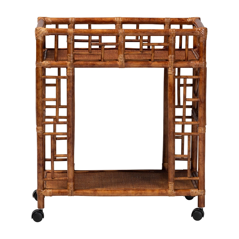 bali & pari Wahid Marbled Tortoise Rattan Kitchen Cart