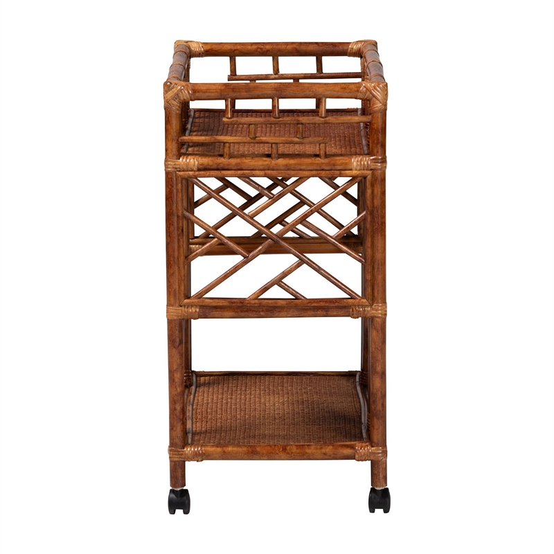 bali & pari Wahid Marbled Tortoise Rattan Kitchen Cart