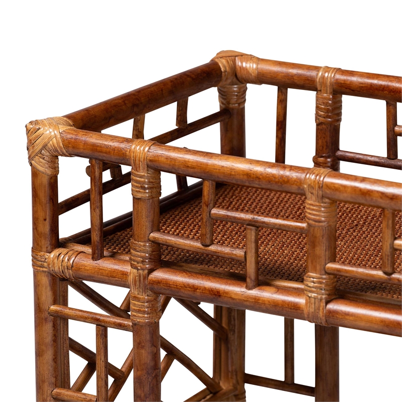 bali & pari Wahid Marbled Tortoise Rattan Kitchen Cart