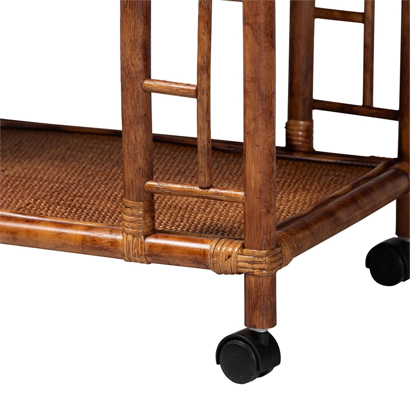 bali & pari Wahid Marbled Tortoise Rattan Kitchen Cart