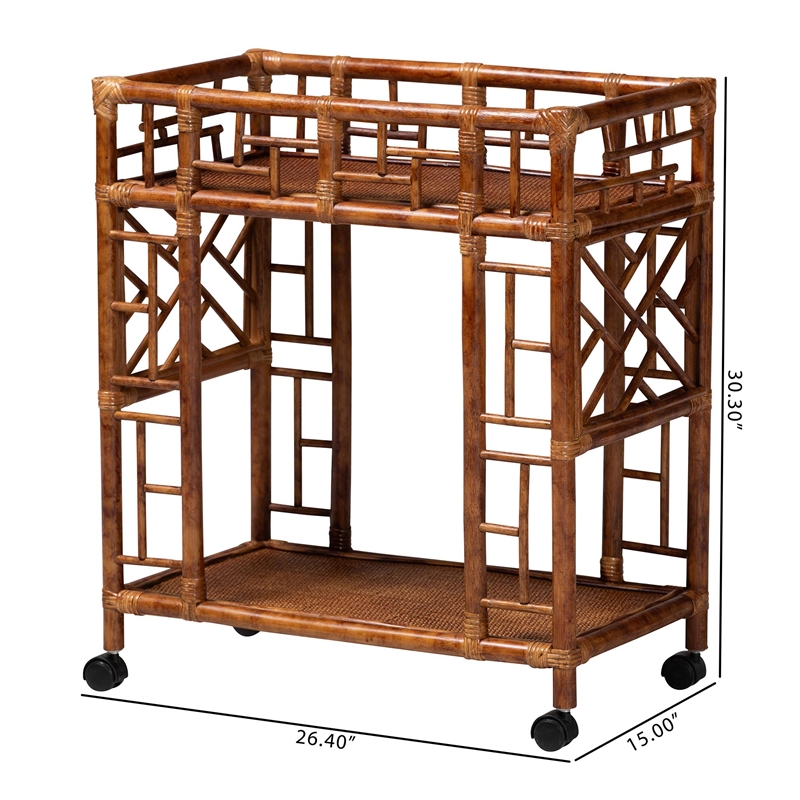 bali & pari Wahid Marbled Tortoise Rattan Kitchen Cart