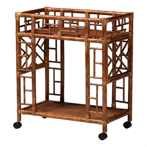 bali & pari Wahid Marbled Tortoise Rattan Kitchen Cart